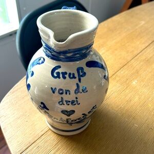 Vintage Salt Glaze Stoneware Pitcher Cobalt Blue Germany Kleine Bembelogie